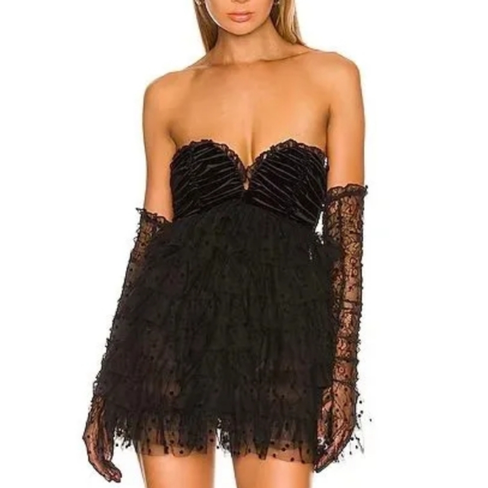 NWT Jourdan Off The Shoulder Mini Dress in Black Elegant Black Strapless Dress